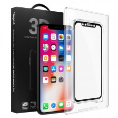 iPhone X Screen Protector, Simpeak 3D-Curved Tempered Screen Protector Film for iPhone X, 9H Hardness, Bubble Free, Anti-Fingerprint with Applying Tool