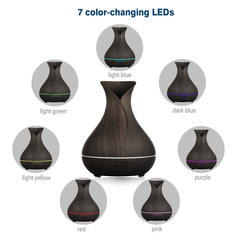 Simpeak 550ml Essential Oil Diffuser, Aroma Diffuser with Remote Control  Aromatherapy Diffuser with 3 Timer & 7 Color Light, Waterless Auto Shut-Off