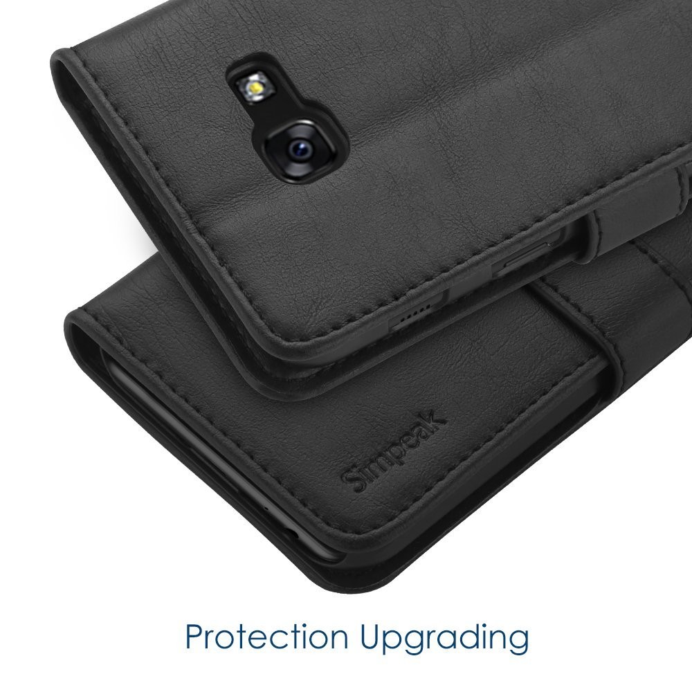 Lomogo Galaxy A5 2017 Hülle Leder Schutzhülle Brieftasche mit Kartenfach Klappbar Magnetisch Stoßfest Handyhülle Case für Samsung Galaxy A5 2017/A520F LOSDA020111 Blau 
