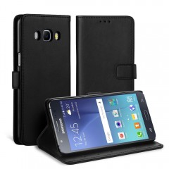 Samsung Galaxy J5 2016 Case, Simpeak Leather Flip Wallet Case Cover for Samsung Galaxy J5 2016 [Card Slots][Stand Feature][Magnetic Closure Snap], Black